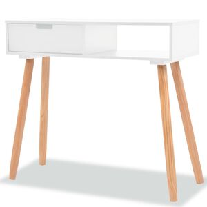 vidaXL Konsolinis stalas, masyvi pu&scaron;ies mediena, 80x30x72cm, balta
