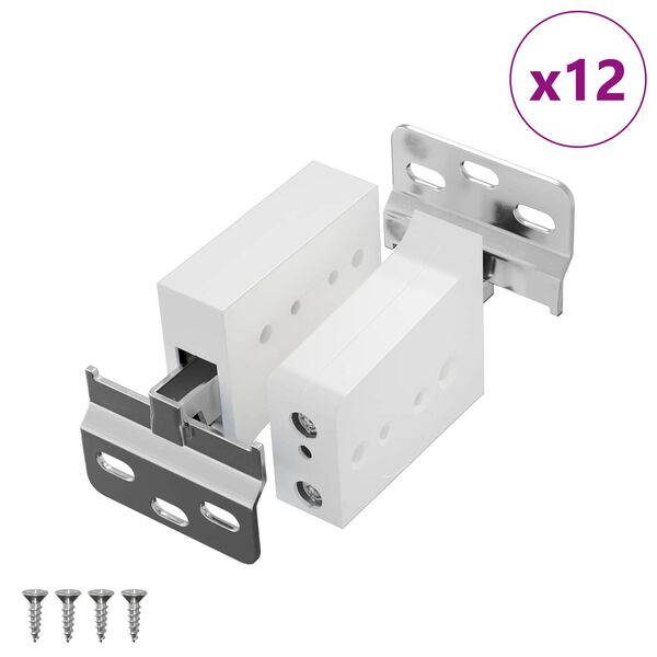 vidaXL Spintelės kabinamas laikiklis 12 pcs Balta 70 x 48 x 19 mm