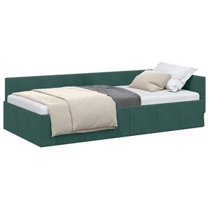 vidaXL Kampinė lovos konstrukcija Tamsiai žalia 80 cm x 200 cm Aksomas