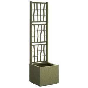 vidaXL Sodas vazonas su trellis Žalia 36 x 36 x 140 cm PP