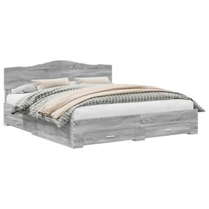 vidaXL Lovos rėmas Pilkas Sonoma 200 x 200 cm Apdirbta mediena