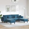 vidaXL Aksominė sofa su pagalve 3 pcs Mėlyna 208 cm Aksomas