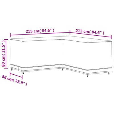 vidaXL L formos sofų uždangalai, 2vnt., 215x215x80 cm, 420D oksfordas