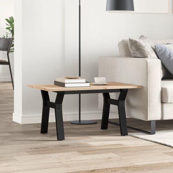 vidaXL Kavos staliukas, 80x50x40cm, pu&scaron;is ir plieninis, Y formos rėmas