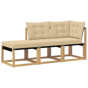 vidaXL Sekcija sofa vienetai su pagalve 3 Vienetas Balta