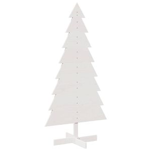 vidaXL Medinė Kalėdų eglutė, balta, 150cm, pu&scaron;ies medienos masyvas
