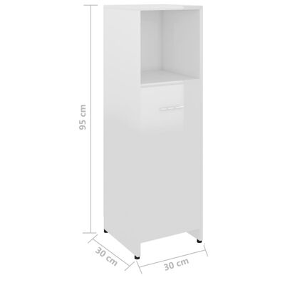 vidaXL Vonios kambario baldų komplektas, 4 dalių, baltas, blizgus