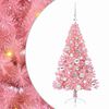 vidaXL Dirbtinis prie&scaron;&scaron;ventinis eglutė su &scaron;viesomis Rožinė 120 cm PVC