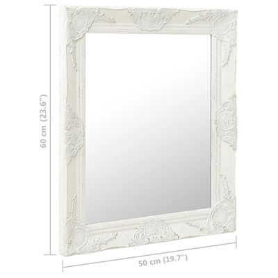 vidaXL Sieninis veidrodis, baltas, 50x60cm, barokinis stilius