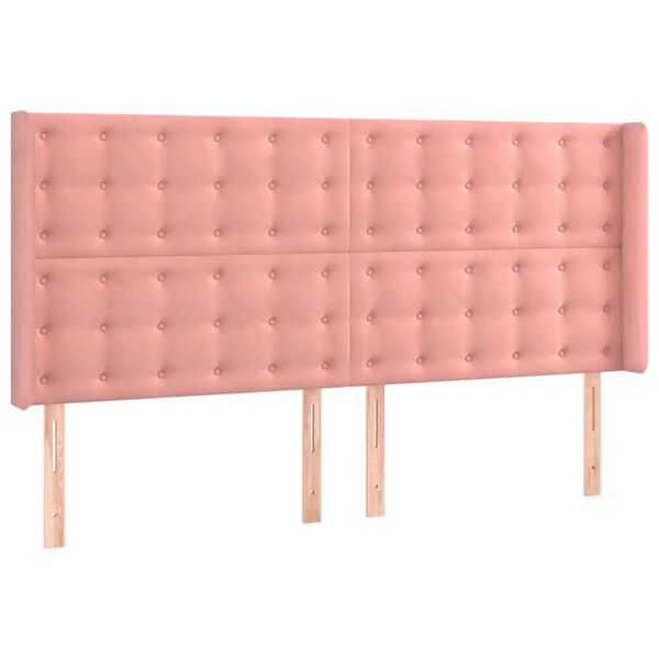 vidaXL Galvūgalis su LED, rožinės spalvos, 183x16x118/128cm, aksomas