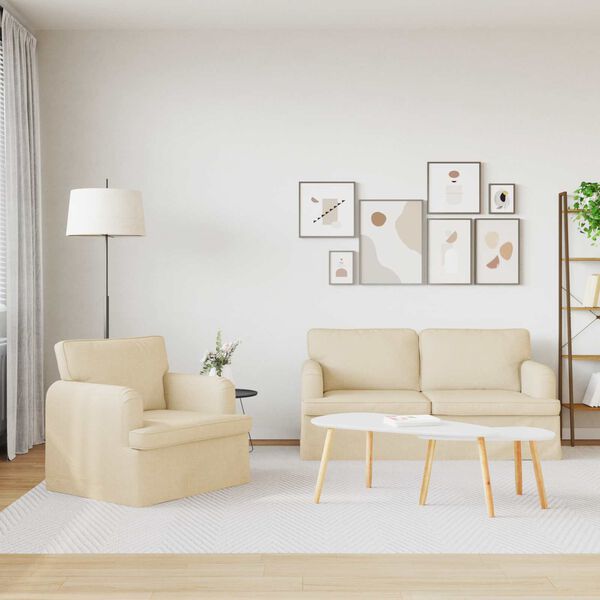 vidaXL Sofa 2 pcs Kreminė 162 x 80 x 85 cm audinys