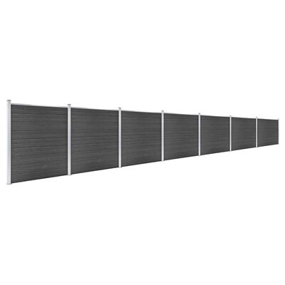 vidaXL Tvoros segmentų rinkinys, juodos spalvos, 1218x186cm, WPC