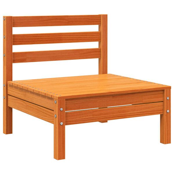 vidaXL Sodo sofos dalys, 2vnt., vaško rudos, pušis, be porankių