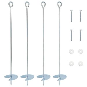 vidaXL Žemės inkaras 4 pcs Sidabrinė &Oslash;10 x 60 cm Cinkuotas metalas