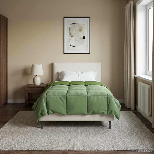 vidaXL Pilna metų antklodė Tik&scaron;tas Žalia 155 x 200 cm Mikropluo&scaron;tas