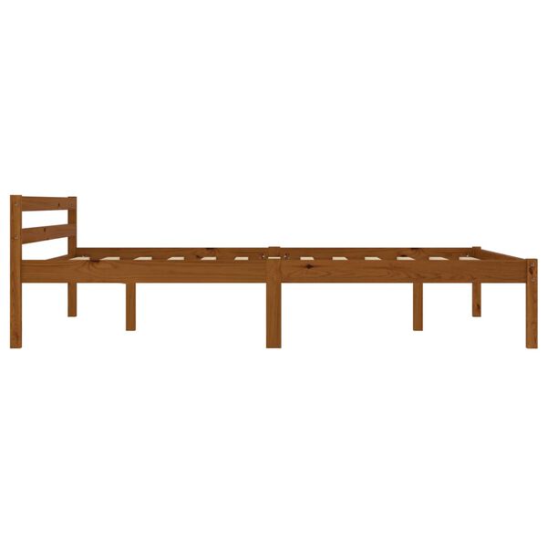 vidaXL Lovos rėmas, medaus rudos sp., 120x200cm, pušies med. masyvas