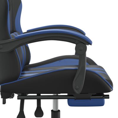 vidaXL Pasukama žaidimų kėdė su pakoja, juoda ir mėlyna, dirbtinė oda