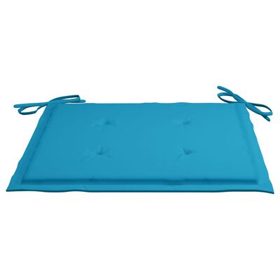 vidaXL Sodo kėdės su mėlynomis pagalvėmis, 3vnt., tikmedžio masyvas