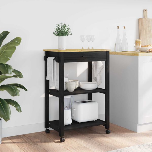 vidaXL Virtuvės vežimėlis Paprastas Juoda 88,5 x 40 x 60 cm