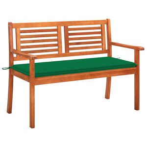 vidaXL Dvivietis sodo suoliukas su pagalvėle, 120cm, eukalipto masyvas