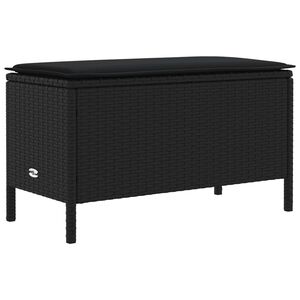 vidaXL Sodo pakojis su pagalve Juoda 80 x 38 x 45 cm PE ratanas