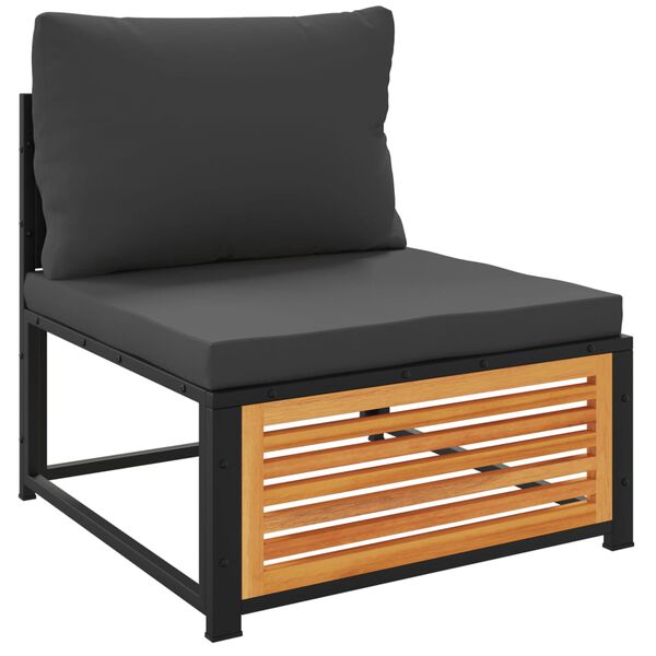 vidaXL Sodo sofos dalis su pagalvėlėmis, akacijos masyvas, be porankių