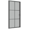 vidaXL Vidaus durys, juodos, 102,5x201,5cm, matinis stiklas/aliuminis