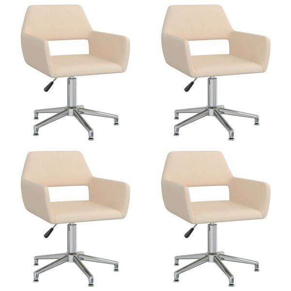 vidaXL Pasukamos valgomojo kėdės, 4vnt., kreminės spalvos, audinys