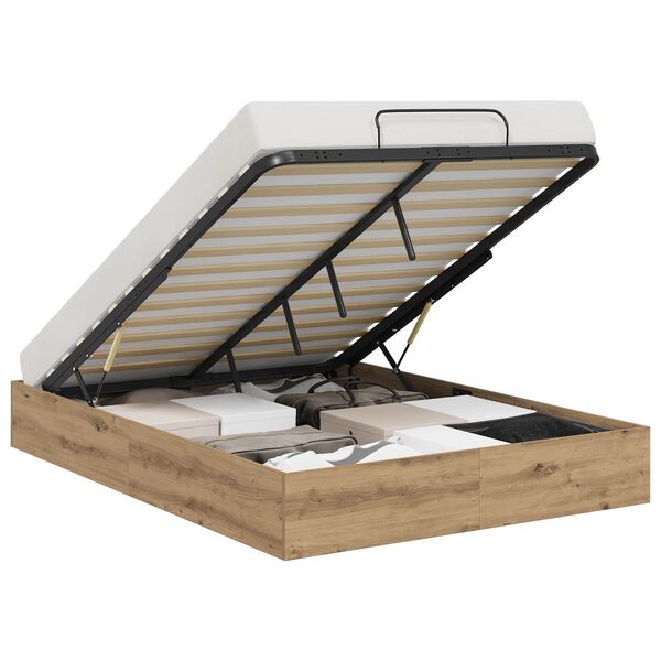 vidaXL Otomano lovos rėmas su saugykla Amatininkų ąžuolas 135 x 190 cm