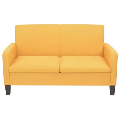 vidaXL Dvivietė sofa, 135x65x76, geltonos spalvos