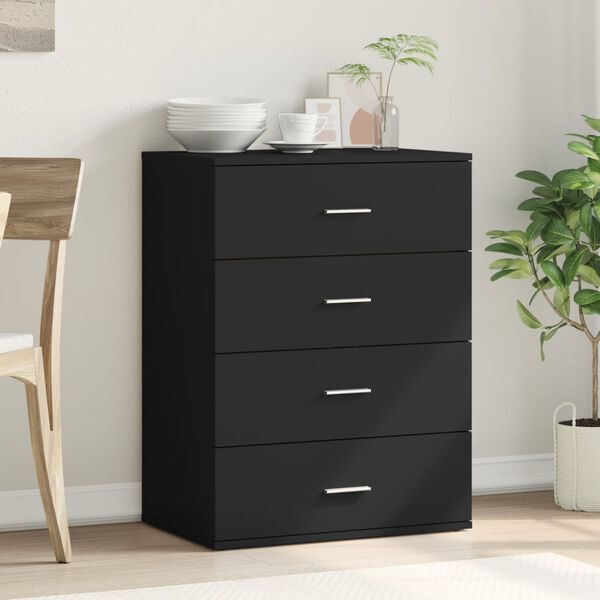 vidaXL &Scaron;oninė spintelė, juodos spalvos, 60x39x80cm, apdirbta mediena