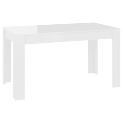 vidaXL Valgomojo stalas, baltas, 140x74,5x76cm, MDP, ypač blizgus