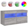 vidaXL Sieninė TV spintelė su LED lemputėmis, pilka ąžuolo, 80x30x40cm