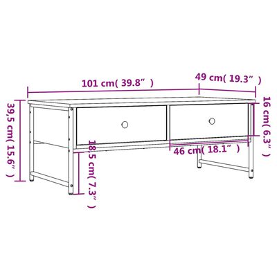 vidaXL Kavos staliukas, juodas, 101x49x39,5cm, apdirbta mediena