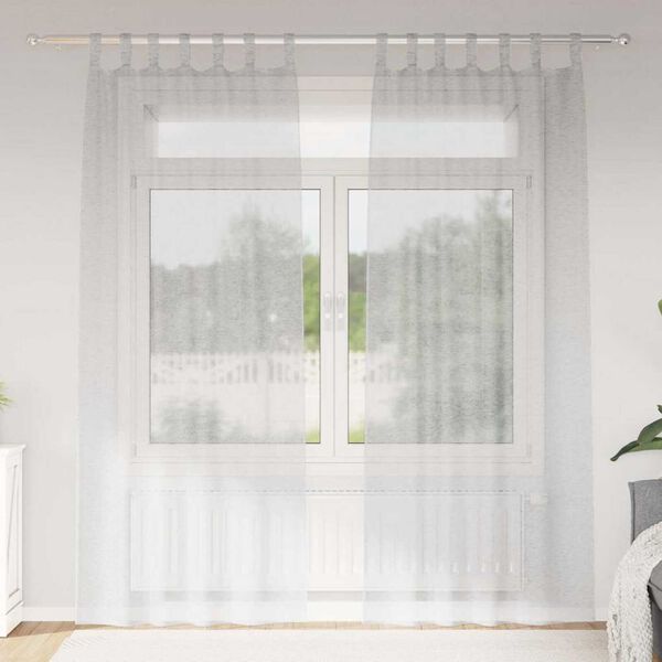 vidaXL Voile Užuolaida 2 pcs Šviesiai pilka 245 x 140 cm Poliesteris