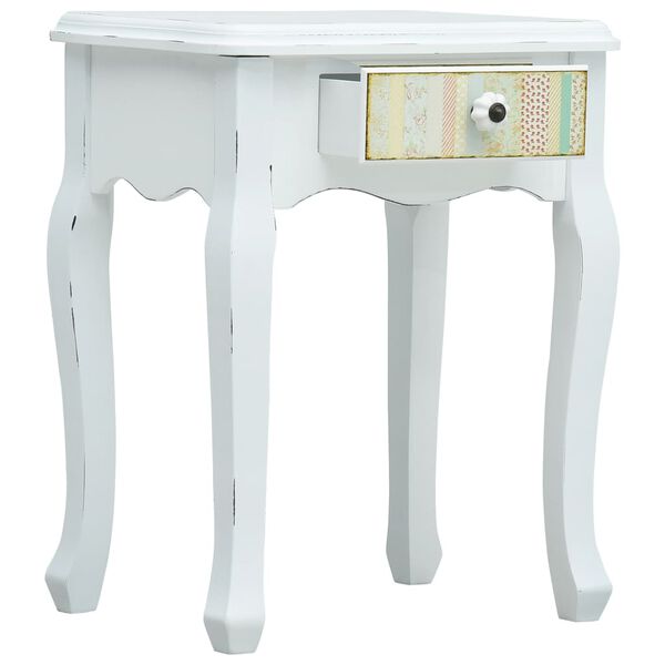 vidaXL Naktinė spintelė, baltos spalvos, 40x30x50,5cm, mediena