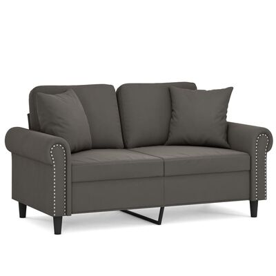 vidaXL Dvivietė sofa su pagalvėmis, tamsiai pilka, 120cm, aksomas