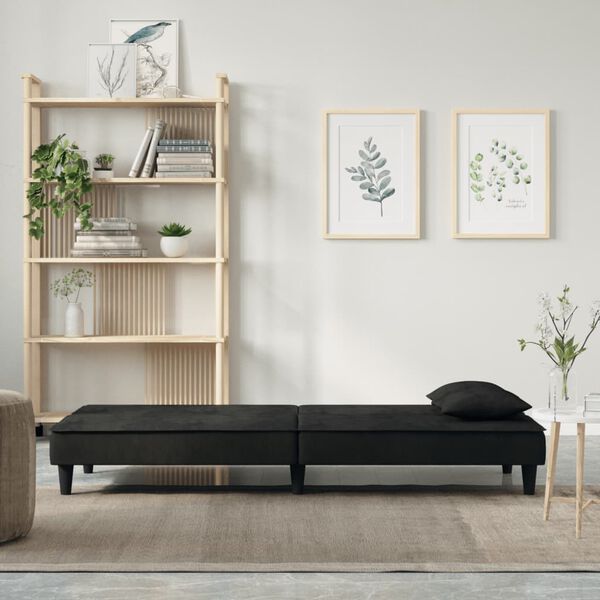 vidaXL Sofa-lova, juodos spalvos, aksomas