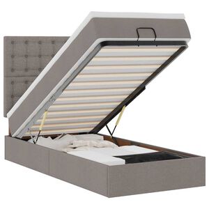 vidaXL Osmanų lova su čiužiniu ir LED, taupe sp., 90x200cm, audinys
