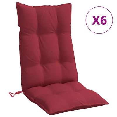 vidaXL Kėdės pagalvėlės, 6vnt., raudonojo vyno, oksfordo audinys