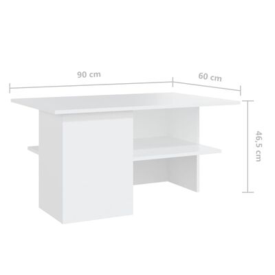 vidaXL Kavos staliukas, baltos spalvos, 90x60x46,5cm, MDP