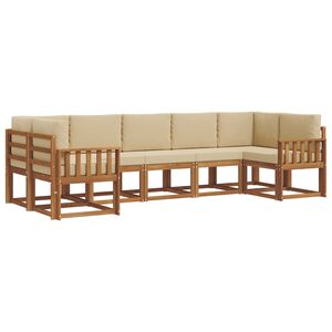 vidaXL Lauko sofos komplektas su pagalve 7 pcs Natūralus ir bežinis