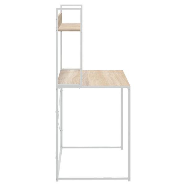 vidaXL Kompiuterio stalas, baltas ir ąžuolo, 110x60x138cm, mediena