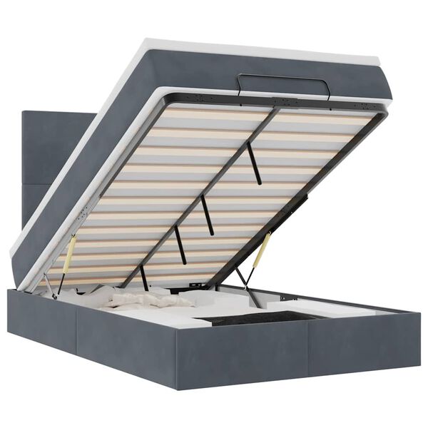 vidaXL Osmanų lovos rėmas su čiužiniais, pilkas, 120x190 cm, aksomas