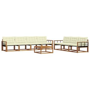 vidaXL Lauko sofos komplektas su pagalve 8 pcs Natūralus ir grietinėlė