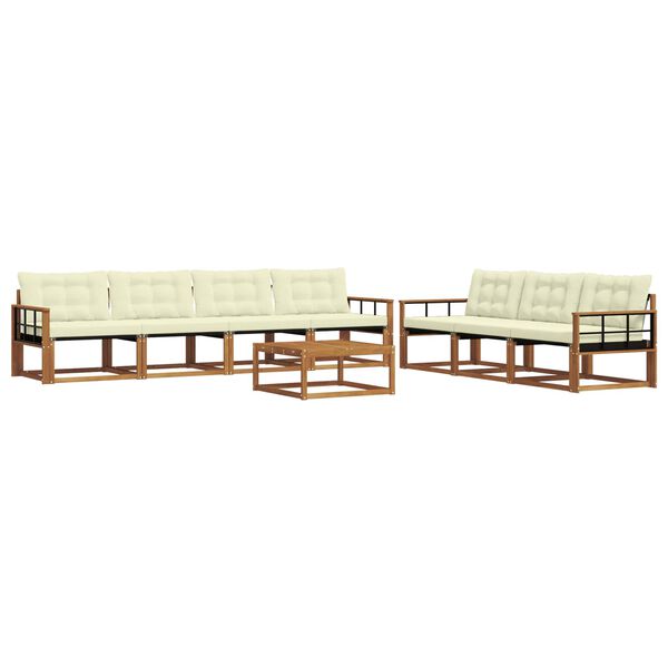 vidaXL Lauko sofos komplektas su pagalve 8 pcs Natūralus ir grietinėlė