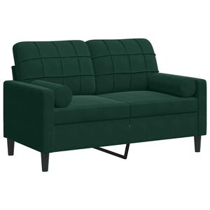vidaXL Dvivietė sofa su pagalvėlėmis, tamsiai žalia, 120cm, aksomas