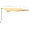 vidaXL Markizė su LED/vėjo jutikliu, geltona/balta, 450x350cm