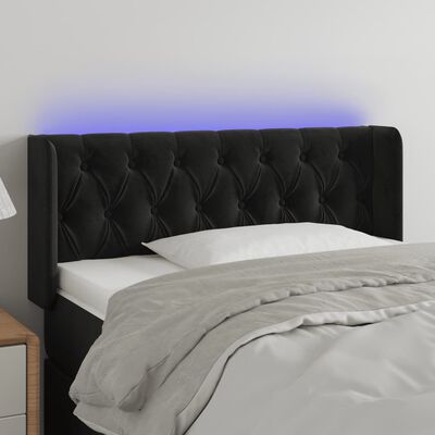 vidaXL Galvūgalis su LED, juodos spalvos, 103x16x78/88cm, aksomas