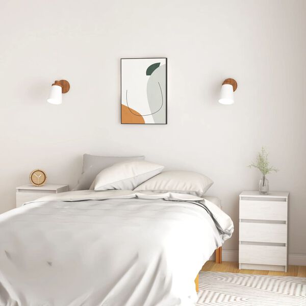 vidaXL Naktinės spintelės, 2vnt., baltos, 40x29,5x64cm, pu&scaron;ies masyvas